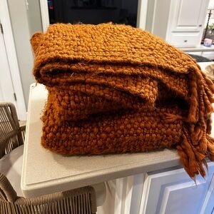 West Elm Terracotta Knit Throw Blanket